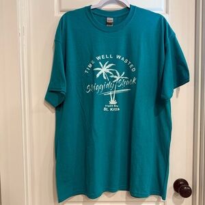 Mr. X’s Shiggidy Shack “Time Well Wasted” St. Kitts Graphic Tee Teal Size XL NEW